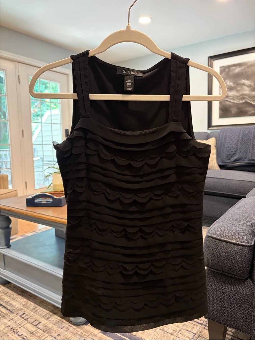 White House Black Market Black Ruffle Cami Top